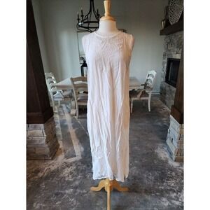 VINTAGE 90s White Lingerie Slip Gown Dress with‎ Crochet & Embroidered Detail M